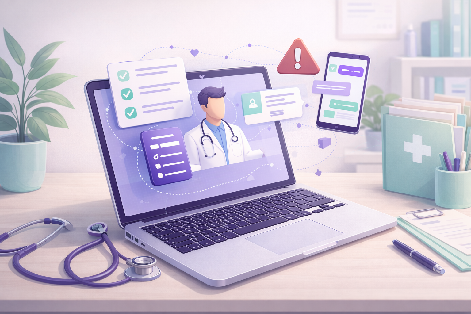 Digitale tools voor huiusartsenpraktijk uit laptop